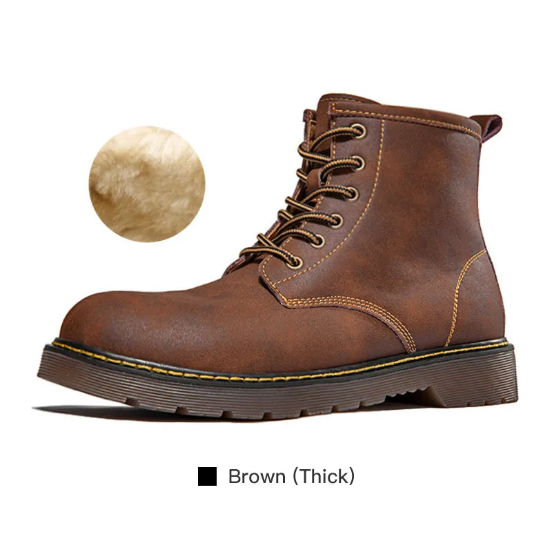 saferido Maden Vintage Men's Boots Genuine Leather Ankle Boots Autumn Winter Warm Fashion Shoes British Style Brand Outdoor Safety Shoes