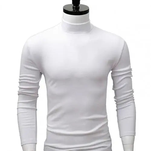 Men Shirt Sweater Solid Color Half High Collar Casual Slim Long Sleeve Keep Warm Tight Shirt Male for Men Clothes Inner Wear 2Xl
