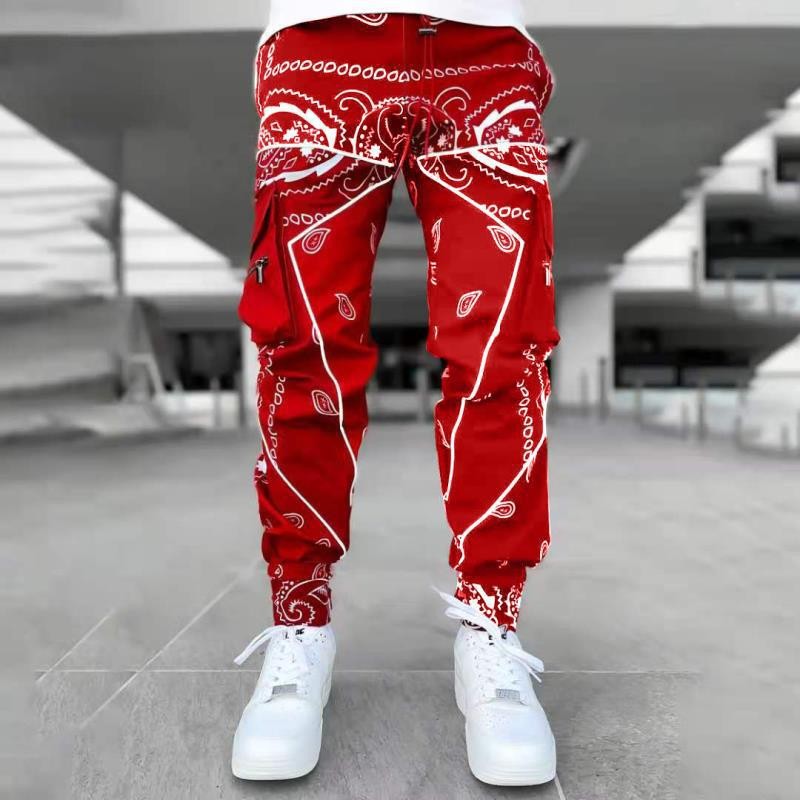 New hot printing cashew spend leisure sports haroun pants men more than Europe and the United States relaxed high street bag