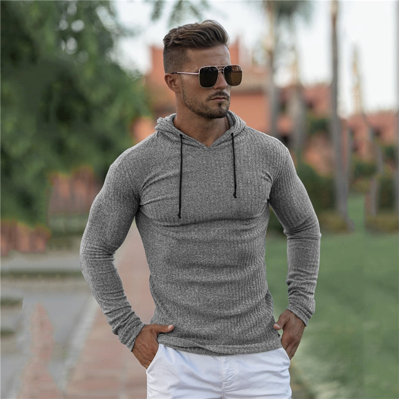 New Fashion Winter Hooded Sweater Men Warm Turtleneck Mens Sweaters Slim Fit Pullover Men Classic Sweter Men Knitwear
