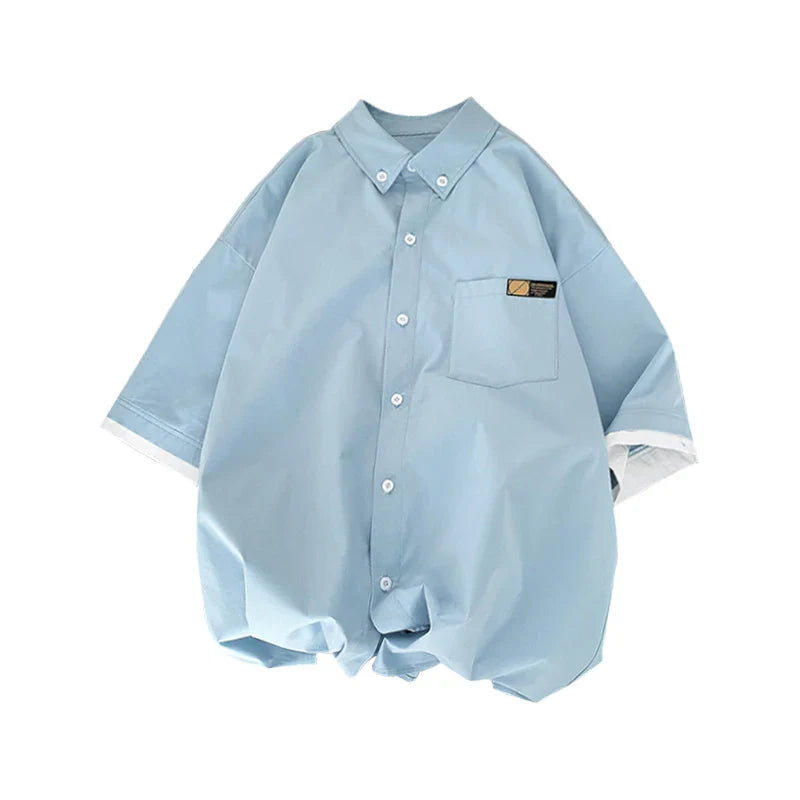 saferido fashion niche Design Summer new short sleeve shirt loose Korean clothing chic style shirt fashion shirts streetwear