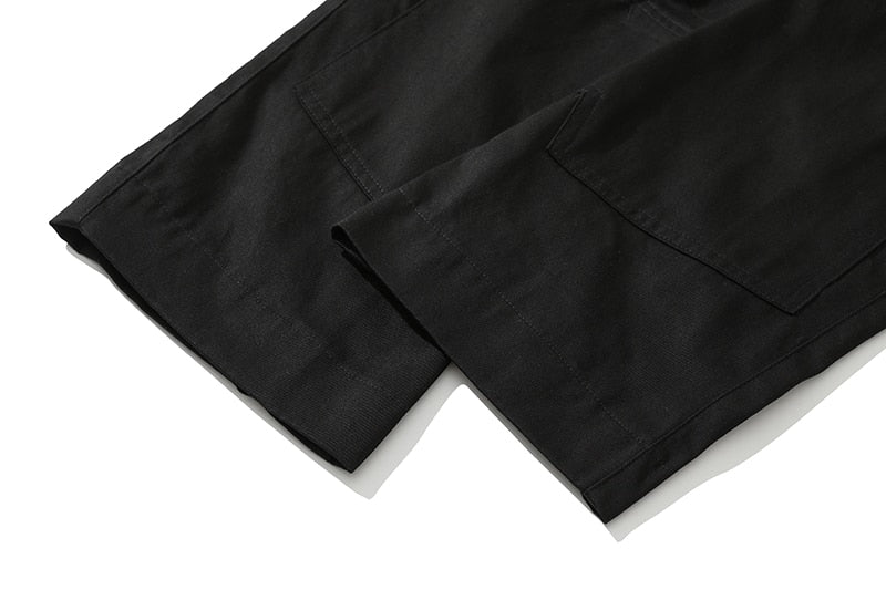 Back Zipper Pockets Retro Black Overalls for Men and Women Streetwear Casual Oversize Cargo Pants Loose Vibe Style Trousers