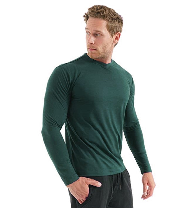 Men's 100% Merino Wool Thermal long sleeve T Shirt Base Laye Merino Wool Shirt 250g Wicking Breathable Anti-Odor