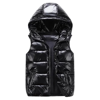 Men's Vest Winter Fashion Silver Male Cotton-Padded Hooded Coats Sleeveless Jackets Casual Thick Waistcoats Mens Clothing
