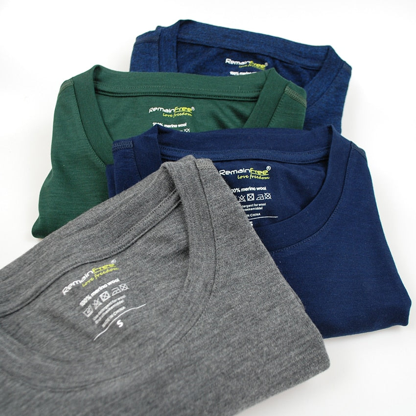 Men's 100% Merino Wool Thermal long sleeve T Shirt Base Laye Merino Wool Shirt 250g Wicking Breathable Anti-Odor