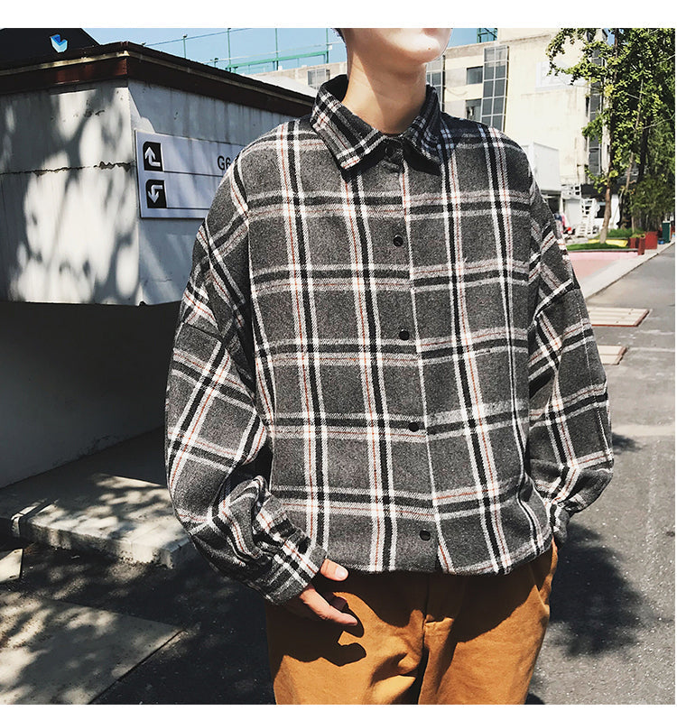 Flannel Harajuku Oversized Cotton Plaid Shirt Korean Fashions Fleece Button Up Shirts Long Sleeve Vintage Blouses