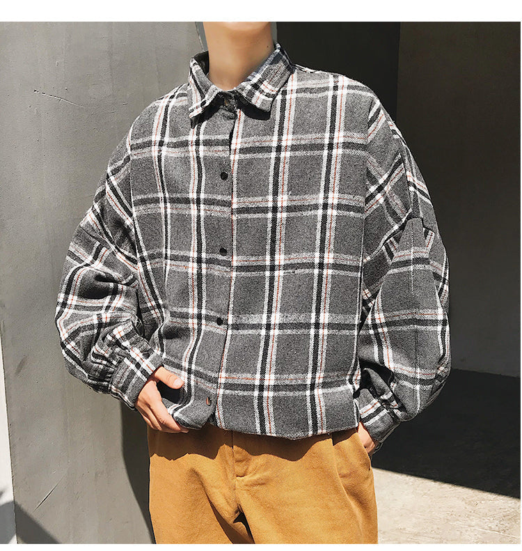 Flannel Harajuku Oversized Cotton Plaid Shirt Korean Fashions Fleece Button Up Shirts Long Sleeve Vintage Blouses