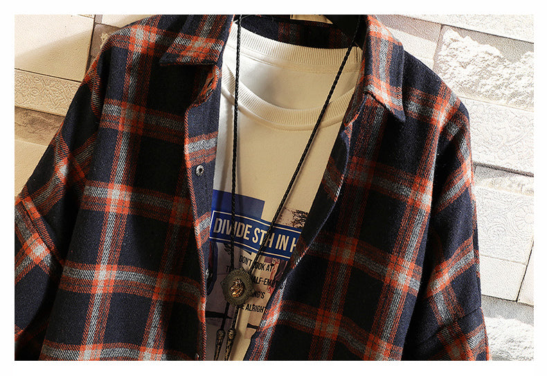 Flannel Harajuku Oversized Cotton Plaid Shirt Korean Fashions Fleece Button Up Shirts Long Sleeve Vintage Blouses