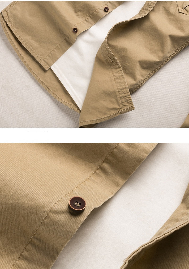 Casual Male Pilot Shirt Long Sleeve Patchwork Pocket Men Fashion Army Military Style Tops For Male