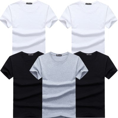 High Quality Fashion Men's T-Shirts Casual Short Sleeve T-shirt Mens Solid Casual Cotton Tee Shirt Summer Clothing 6pcs/lot