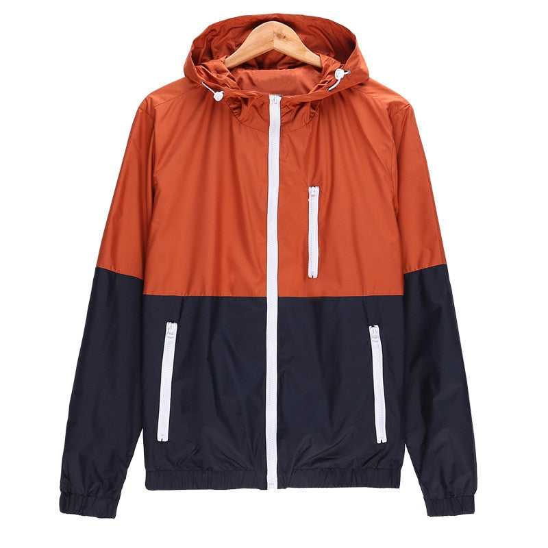 Men Casual Spring Autumn Lightweight Jacket Arrival Hooded Contrast Color Zipper up Jackets Outwear Cheap