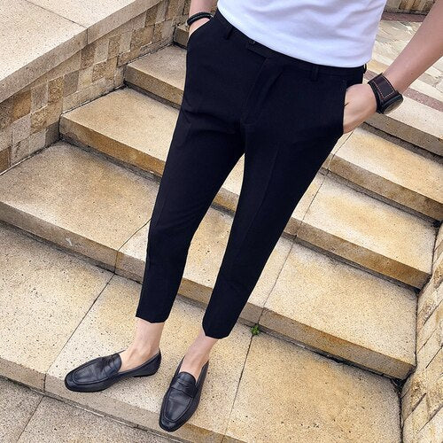 New Men Ankle Length Pants Slim Men's Dress Pants Office Pants Men's Boutique Fashion Solid Color Business Men's Suit Pant