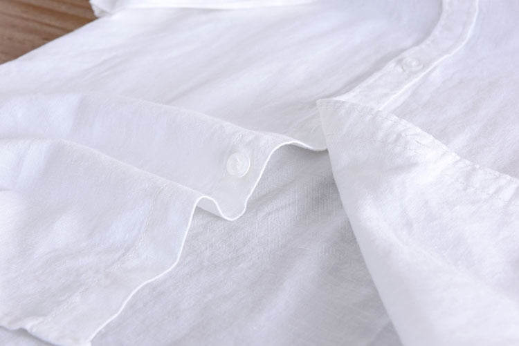 Cotton Linen Shirts For Men Casual Short Sleeve Tops Oversize Solid White Turn-Down Collar Tee Male Summer Vacation Clothing
