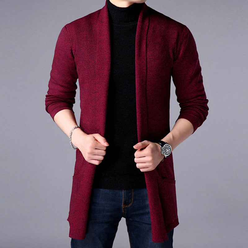 Men Thin Knitted Cardigan Sweater Spring Autumn Solid Sweater Bottoming Long Sleeved Mens Slim Fit Cardigan Sweater