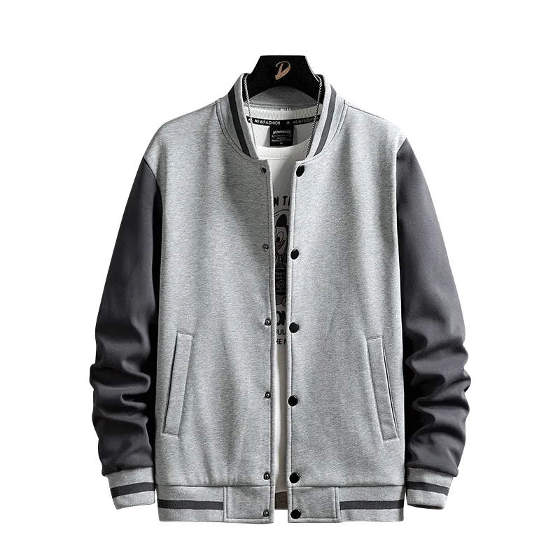 New Men Baseball Jacket Single Breasted Patchwork Casual Baseball Uniform Coat MaleBomber Jacket