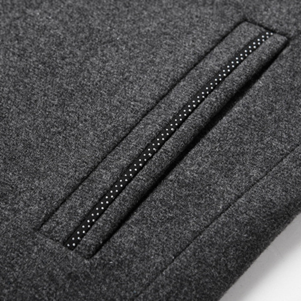 Wool Blend Coat Men Winter Fashion Men'S Wild Overcoat Male Thicken Keep Warm Jackets Trench Outerwear Wool Coat Stand Collar