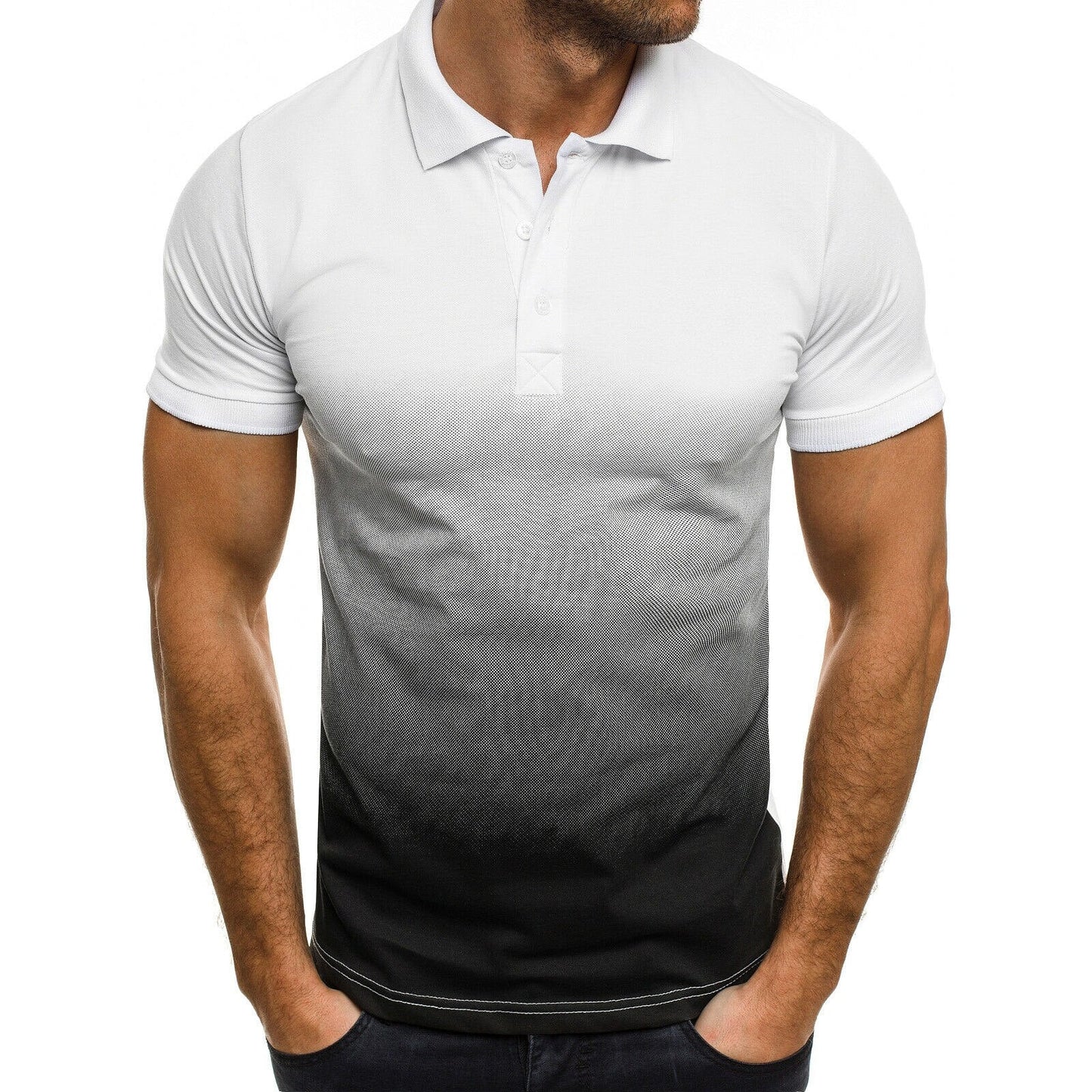MRMT Brand New Men's Casual T-Shirt 3D Digital Print Gradient Color Lapel Men Polo Tees Shirt Short-Sleeved Man Polo Shirts