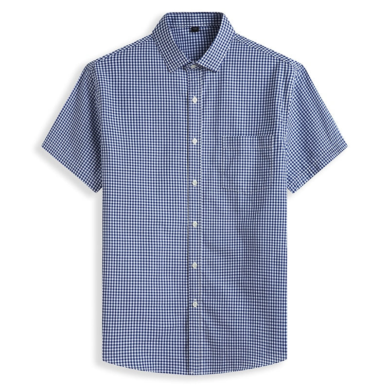 5XL 6XL 7XL 8XL 10XL Men's Plus Size Shirts Fashion Casual Classic Style 100% Cotton Comfortable Plaid Short Sleeve Shirt Male