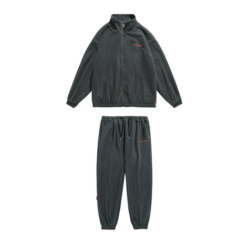 Spring and Autumn New Fleece Knitted Coat Men's Loose Couple Suit Versatile High Street Style