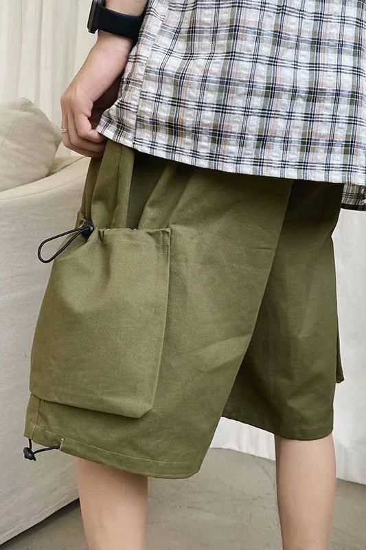 saferido Summer new fashion brand ins Yu wenle industrial shorts men's Korean fashion pocket loose wide leg casual Capris