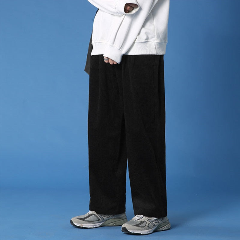 Autumn/winter Corduroy Pants Men's Fashion Casual Pants Men Streetwear Loose Hip-hop Straight Wide-leg Pants Mens Trousers M-3XL