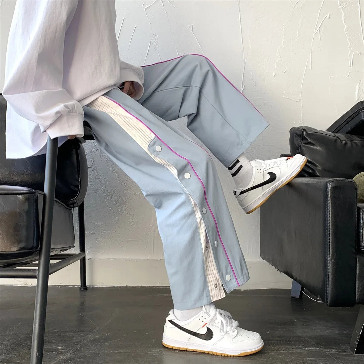 saferido pants men's basketball pants loose straight wide leg pants summer thin Korean fashion casual pants sports pants sweatpants