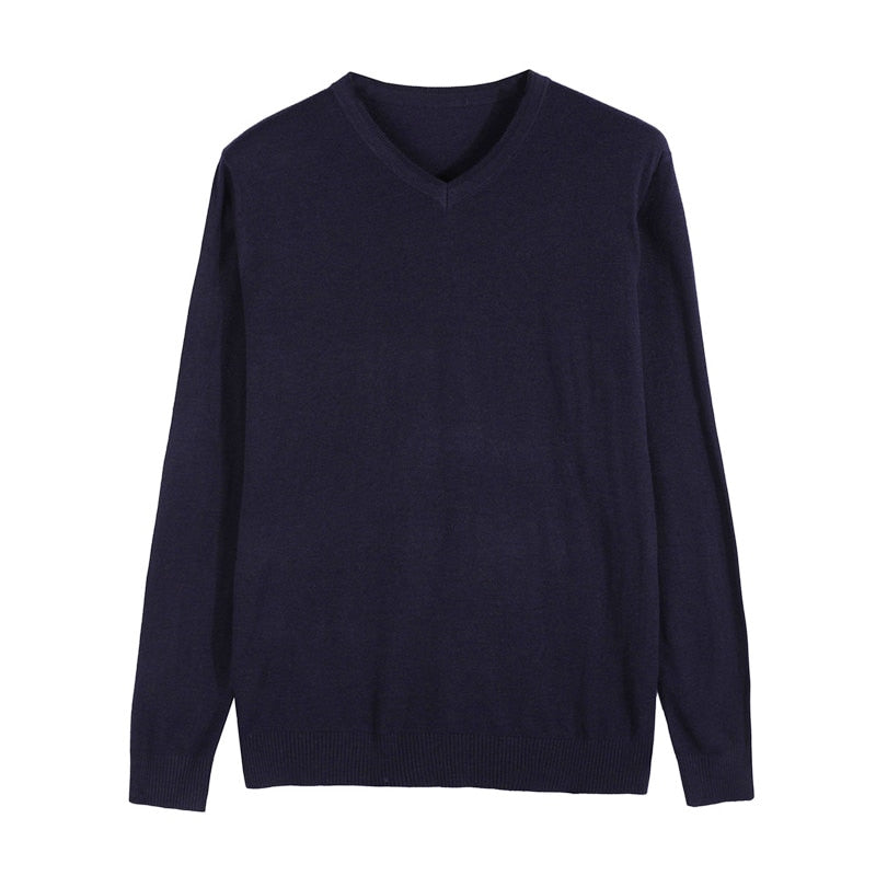 Autumn New Men's Thin Knit Sweater Business Casual V-neck Pullovers Classic Style Comfortable Slim Basic Sweater Male Brand