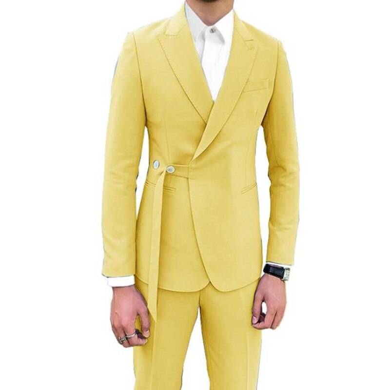 New Style Men Suits White Groom Tuxedos Peak Lapel Groomsmen Wedding Best Man 2 Pieces ( Jacket + Pants + Tie ) D73