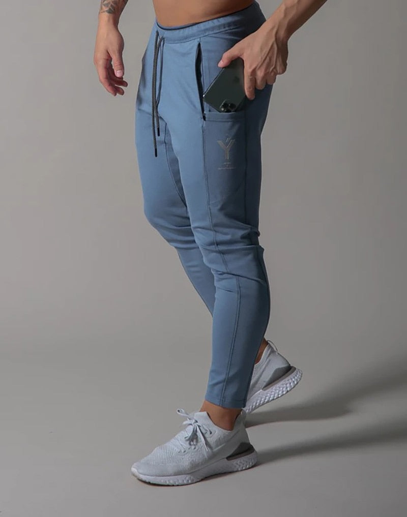 Men's Sports Gym Slim Fitness Jogging Pants Men's Casual Pencil Pants Pure Cotton Fashion Skinny Foot Zipper Sweatpants