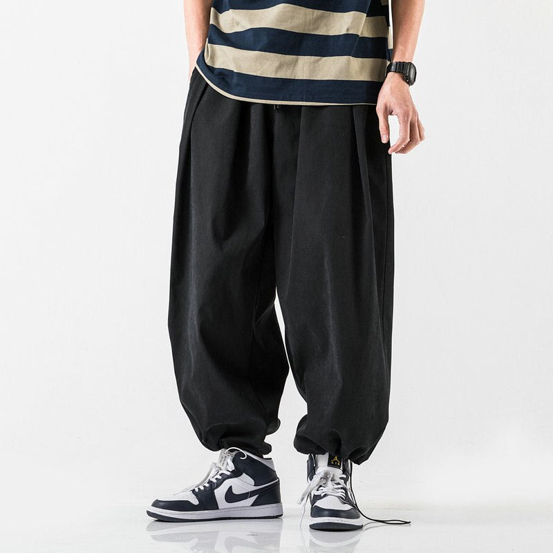Design Drawstring Harem Pants Men’s Baggy Jogging Pants Japanese Men Crotch Wide Leg Pants Male Casual Loose Trousers