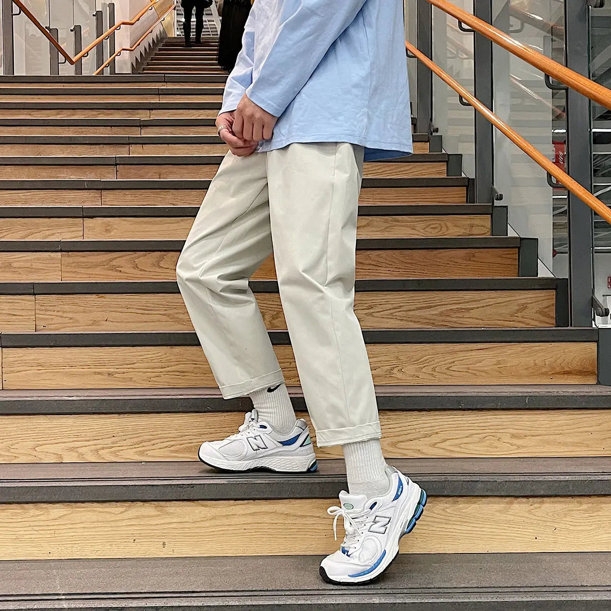 saferido Korean Style Men's Fashion Trend Slim Fit Casual Pants Khaki/black/Apricot Color Straight Pants High-quality Trousers M-5XL