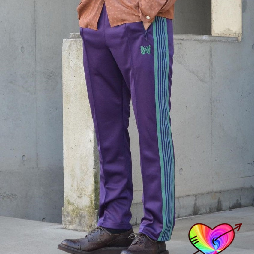 Similar All Black Needles Pants Men Women 1:1 High Quality Embroidered Butterfly Needles Track Pants Straight AWGE Trousers