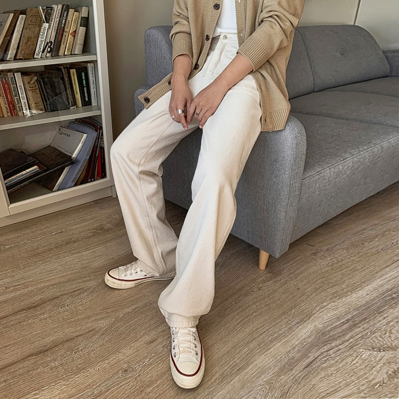 CREAM WIDE PANTS