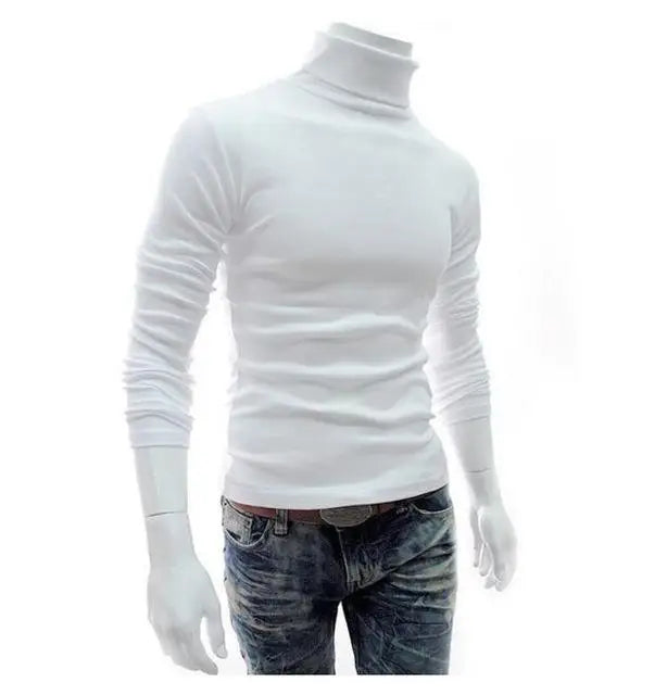 Fashion Men Sweater Solid Color Long Sleeve Turtleneck Sweater in Men's Pullovers Knitted Sweater Men Jersey Hombre Cuello