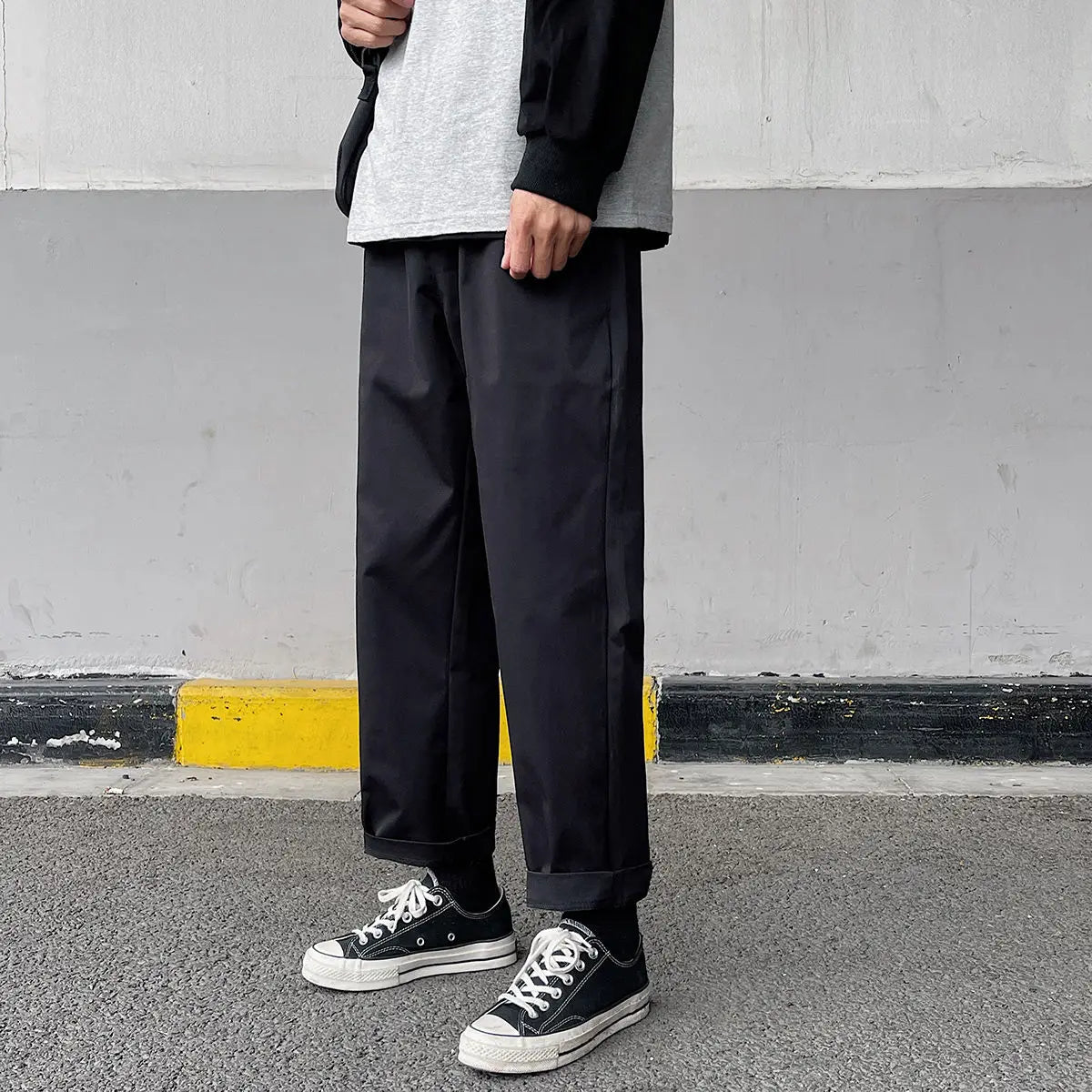 saferido Korean Style Men's Fashion Trend Slim Fit Casual Pants Khaki/black/Apricot Color Straight Pants High-quality Trousers M-5XL