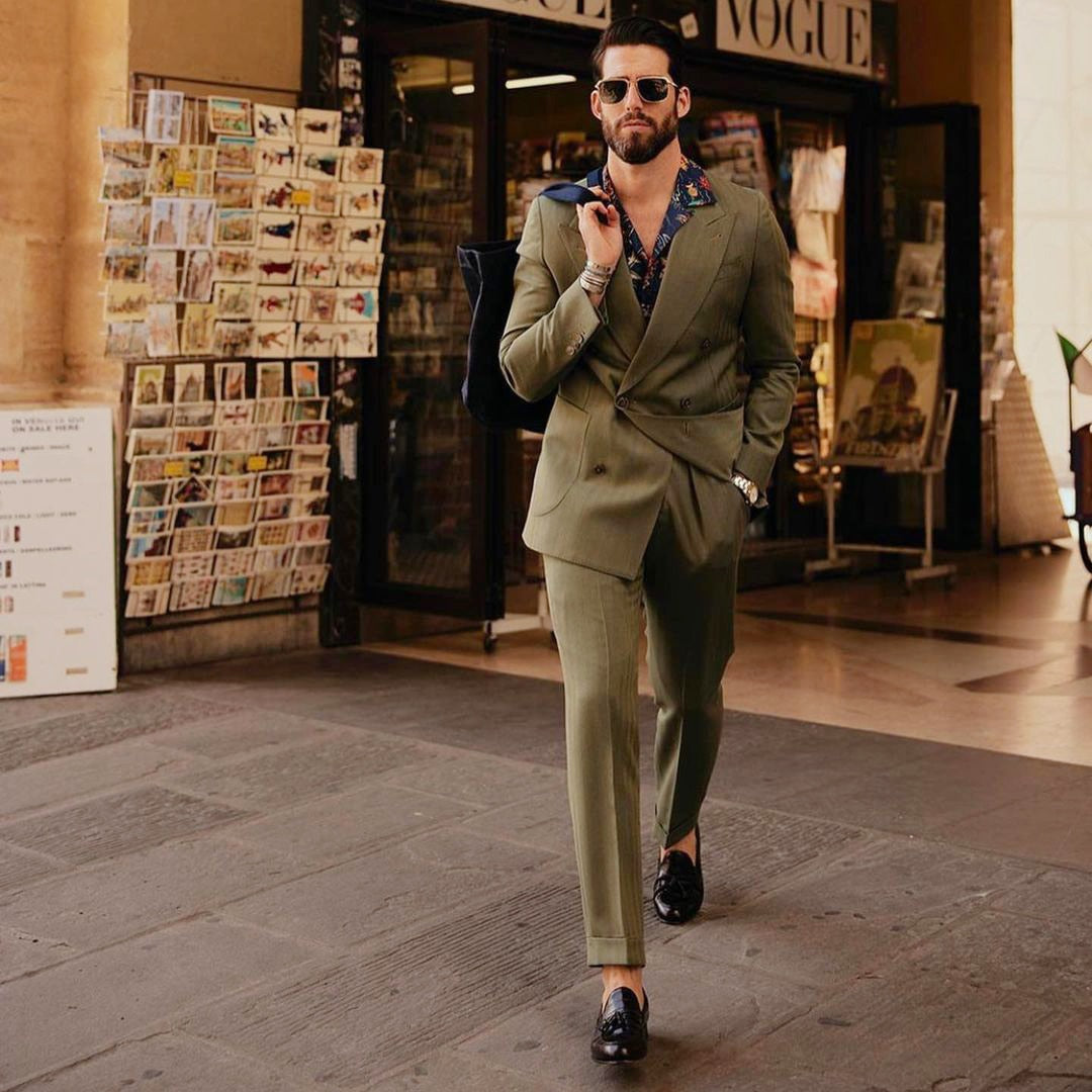 2 Pieces Men Suits Tailor-Made Stripes Herringbone Corduroy Solid Color High Quality Fashion Blazer Pants Formal Wedding