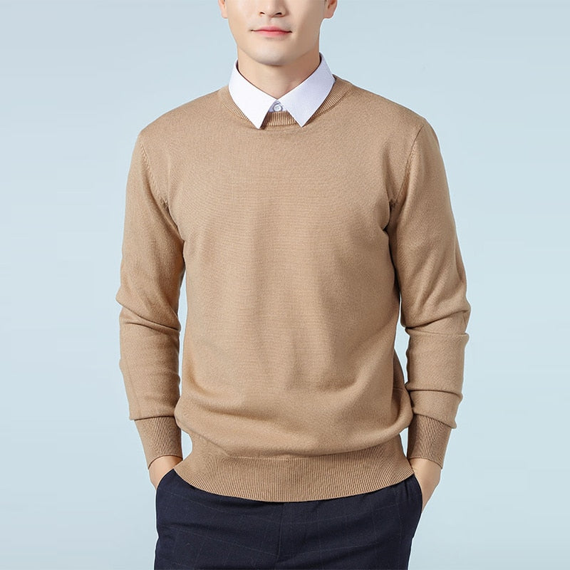 Men Sweaters 18Colors Long Sleeve Oneck Pullovers Soft Warm Winter Woolen Knitted Jumpers Male Clothes