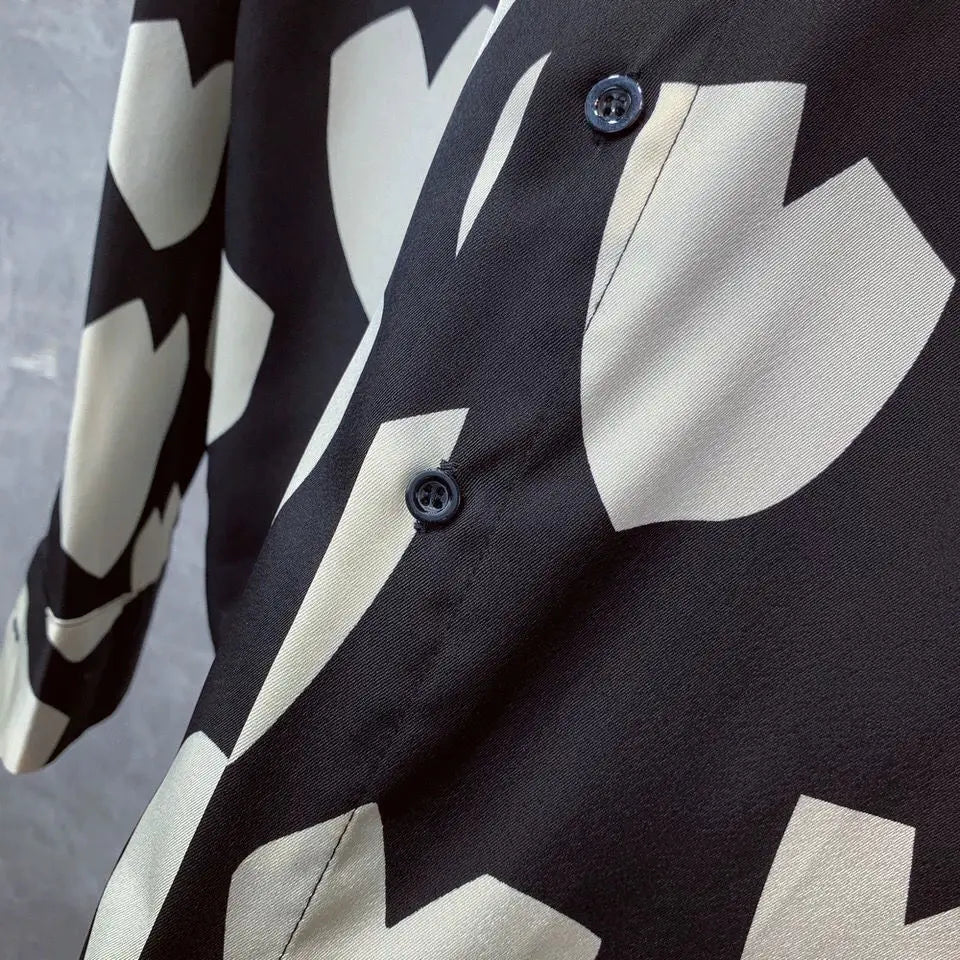 Men Spring Autumn Korea Chic Shirts Male Fashion Printed Long Sleeve Shirts Men's Loose Casual Handsome Blouses O195