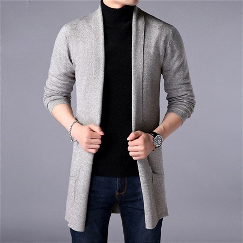 Men Thin Knitted Cardigan Sweater Spring Autumn Solid Sweater Bottoming Long Sleeved Mens Slim Fit Cardigan Sweater