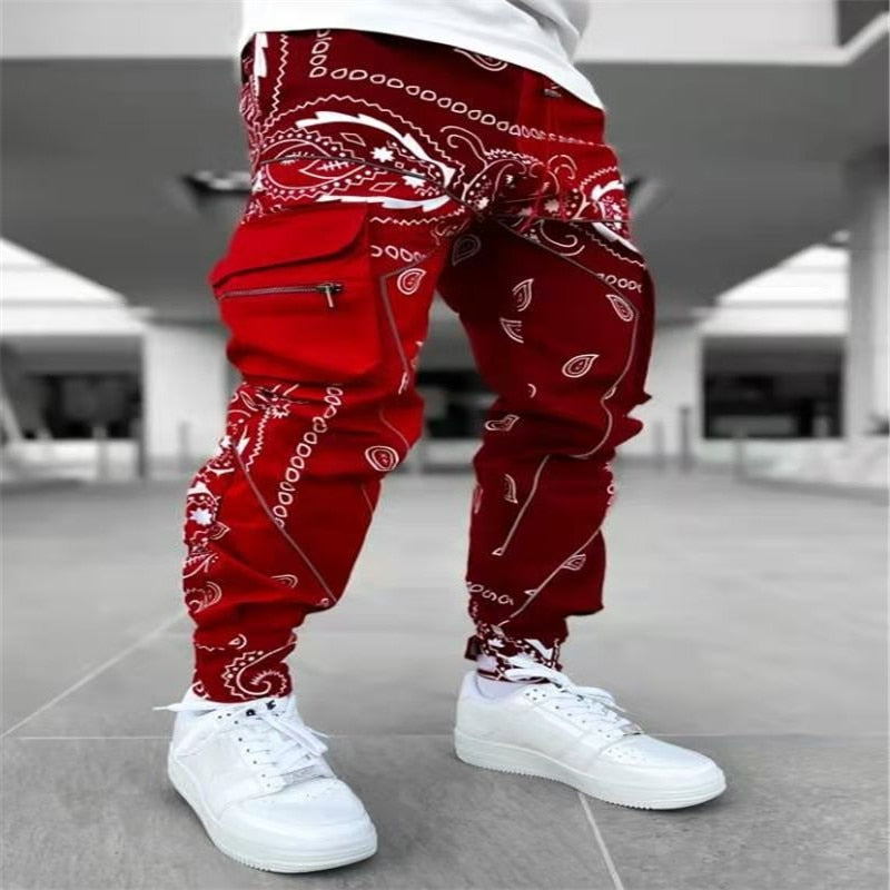 New hot printing cashew spend leisure sports haroun pants men more than Europe and the United States relaxed high street bag