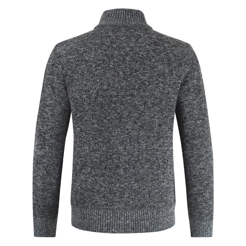 New Autumn Winter Jacket Men Coats Solid Slim Fit Thick Fleece Coats Men Jacket Casual Stand Collar Zip Jacket Men