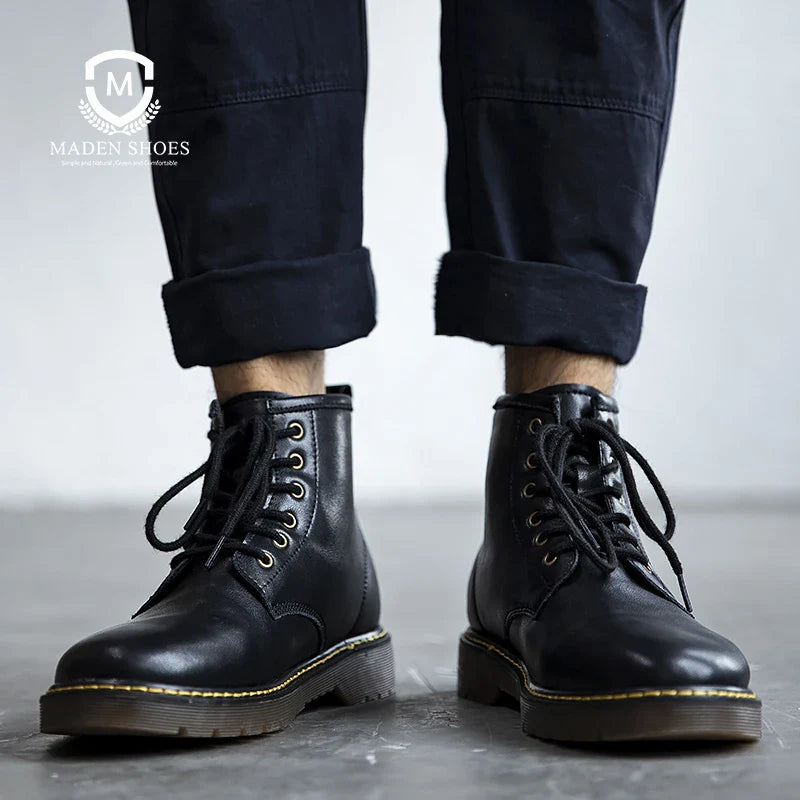 saferido Maden Vintage Men's Boots Genuine Leather Ankle Boots Autumn Winter Warm Fashion Shoes British Style Brand Outdoor Safety Shoes