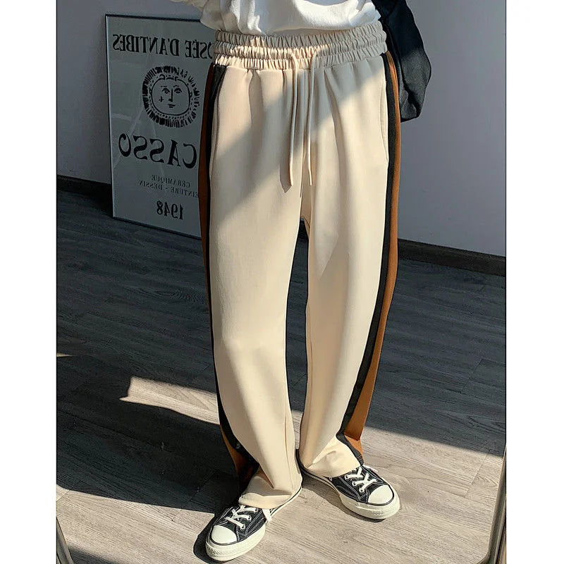 saferido Korean Style Men's Loose Straight Casual Pants Hip Hop Style Joggers Sweatpants Streetwear Pantalon Homme Trousers M-2XL
