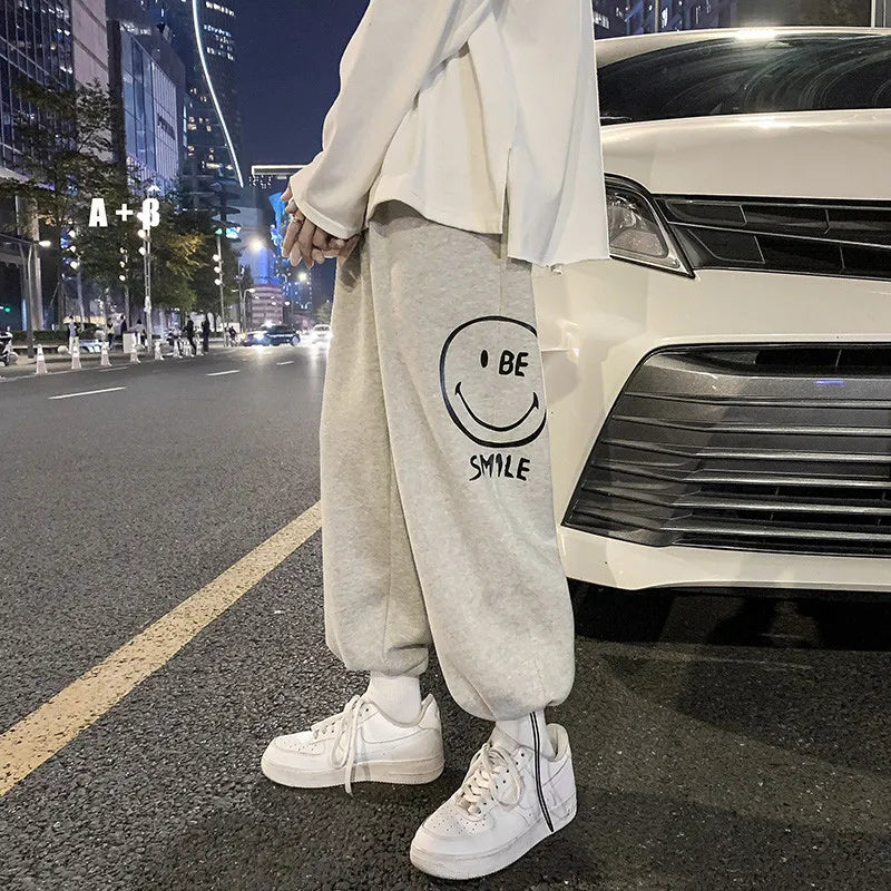saferido New hiphop pants in spring and autumn, men's and Korean fashion, loose wide leg drawstring leggings, leisure sports pants