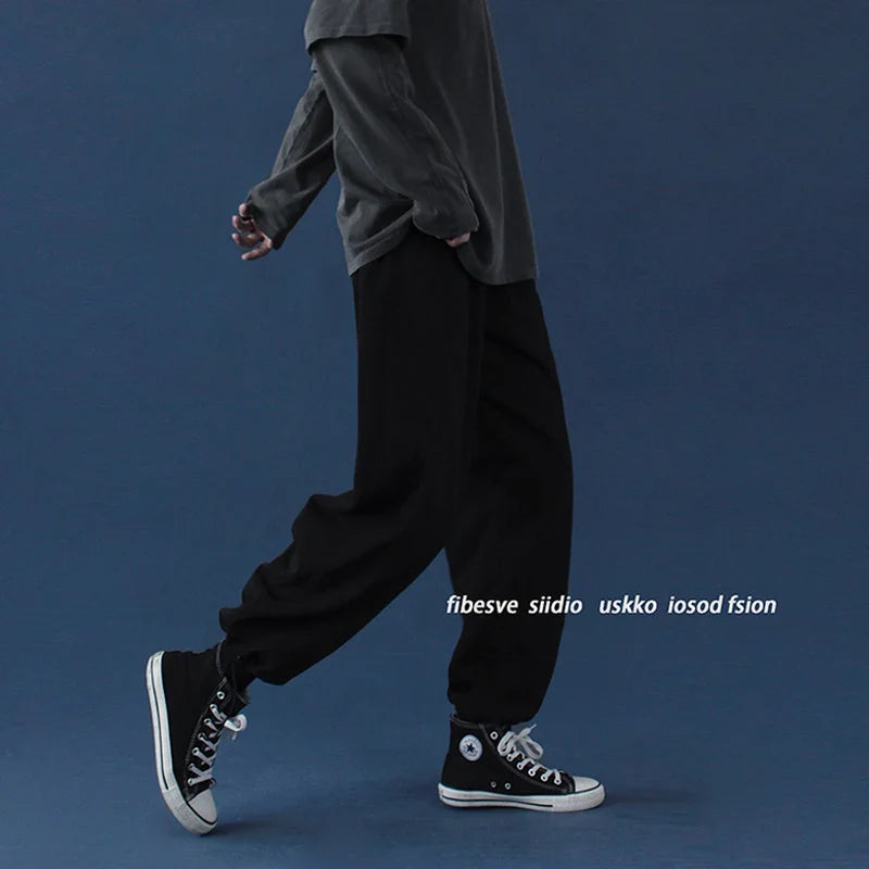 saferido Strange taste casual pants autumn and winter Korean students' slim and versatile loose straight HIP HOP wide leg sports pants