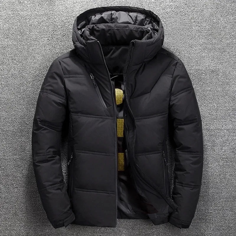 Brand Down Jacket Male Winter Parkas Men White Duck Down Jacket Hooded Outdoor Multi Pockets Thick Warm Padded Snow Coat Male