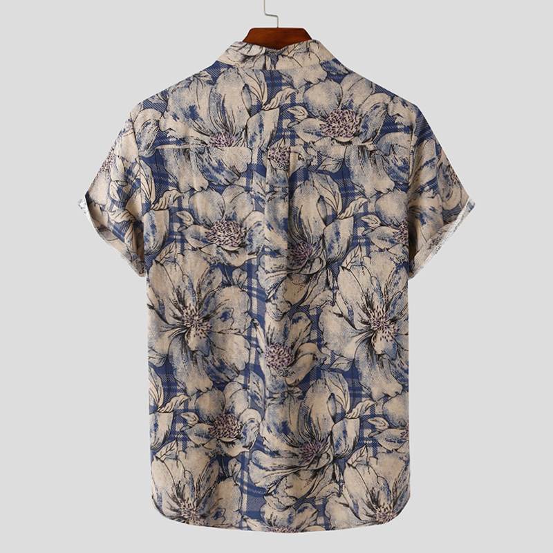 saferido Mens Printed Camisa Masculina Summer Hawaiian Blouse Men Vintage Shirts Short Sleeve Lapel Camisa Casual Buttons Blusas