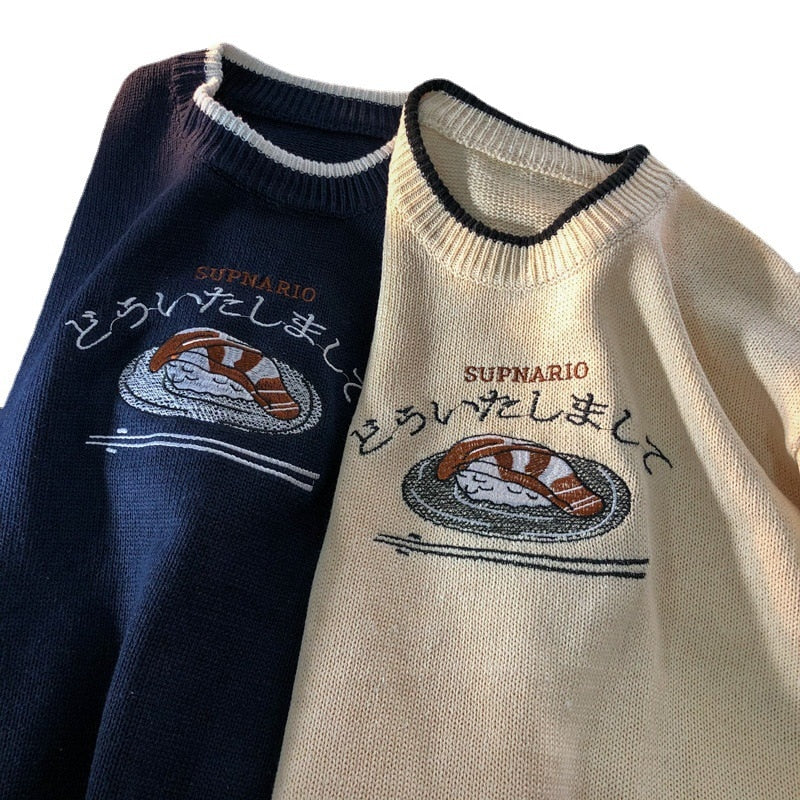 New Spring Men’s Knitted Sweater Japanese Harajuku Vintage Pullovers Hip Hop Fashion Couple Knitted Sweaters Male