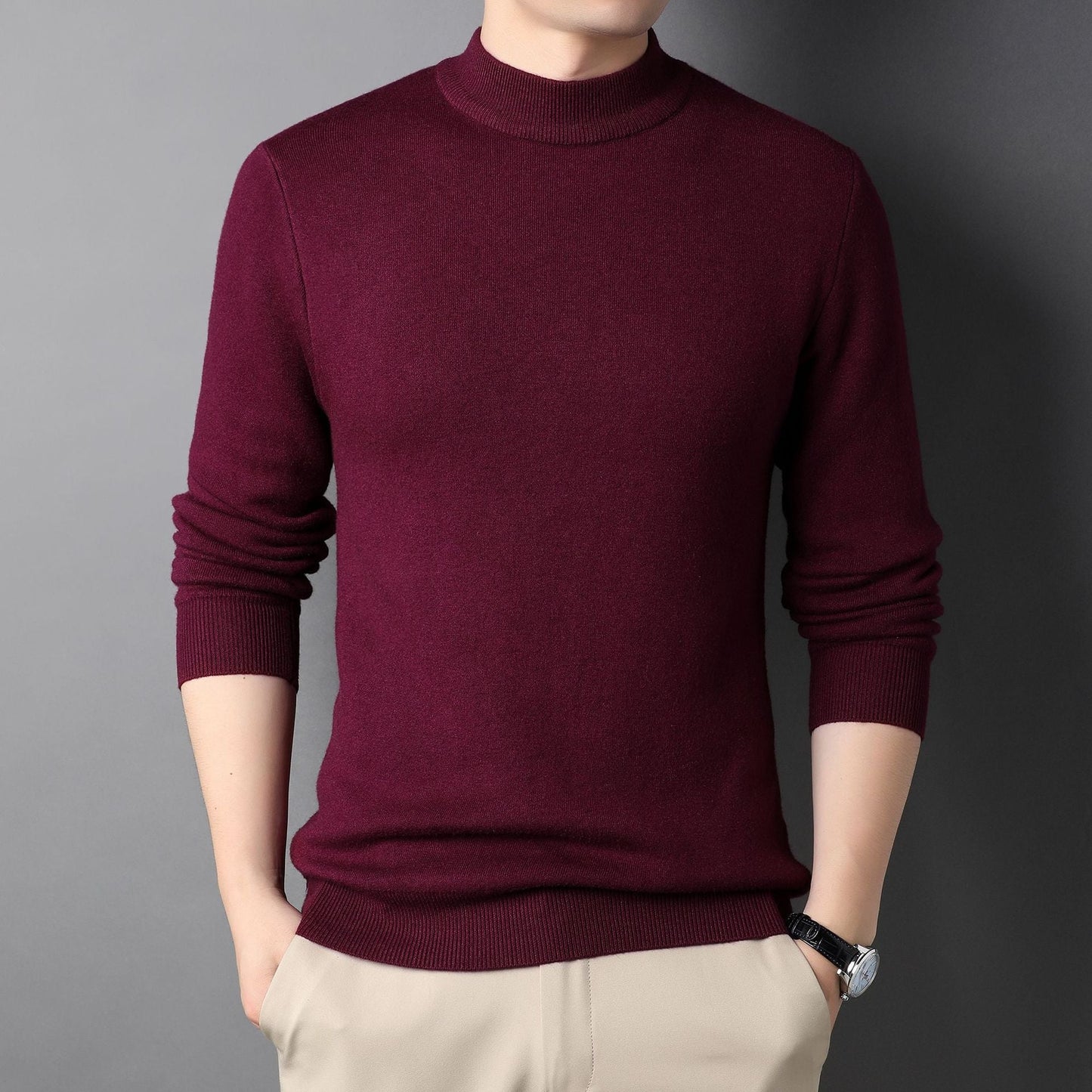 Brand New Men's Cashmere Sweater Half Turtleneck Men Sweaters Knit Pullovers For male Youth Slim Knitwear Man Sweater