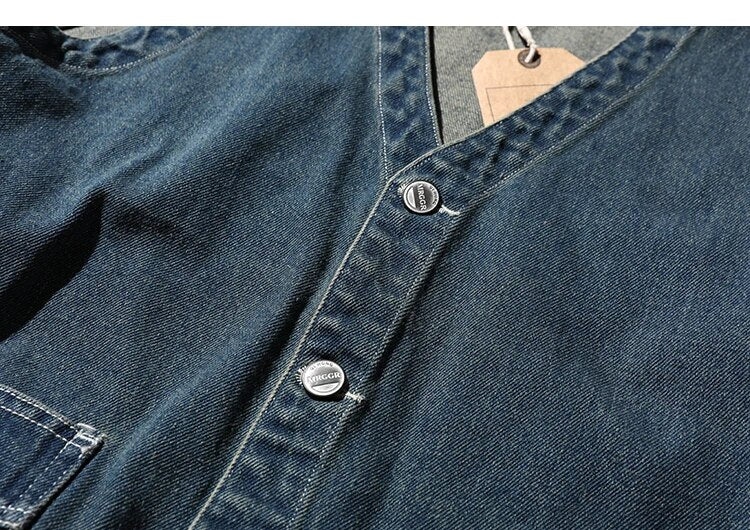 Retro Denim Vest Men Sleeveless Cargo Harajuku Style Tooling Jean Jacket Cowboy Fashion Wasitcoat Men'S Clothing